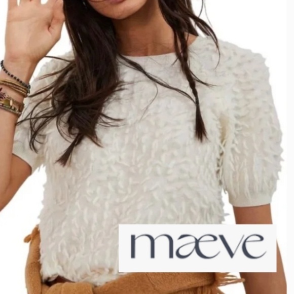 Maeve Cream Scottie loop yarn wool sweater, S,  CB2440 - Picture 1 of 7